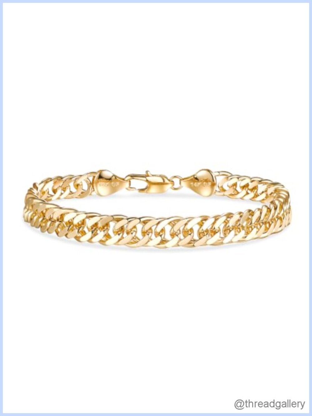 14K Gold Filled Cuban Link Bracelet Diamond-Cut 8mm Non Tarnish